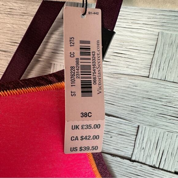 Victoria’s Secret no-wire/sans armature bra push-up colorful pink burgundy - Picture 3 of 6